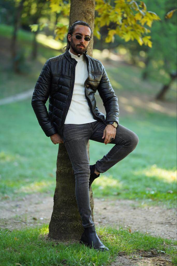 Trendy leather jacket for men with a contemporary look