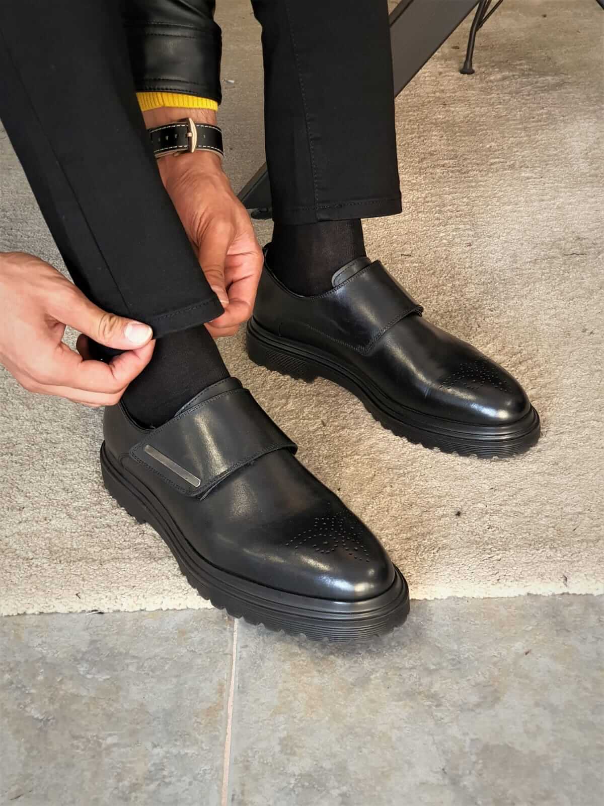 Noel Black Monk Strap Shoe Milan Edition HolloMen Noel Black Monk Strap Shoe Milan Edition HolloMen
