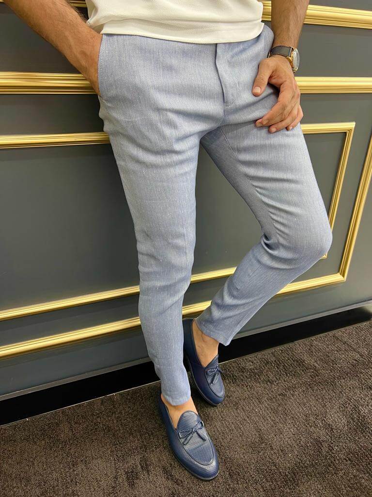 HolloMen Slim Fit Light Blue Men's Trousers HolloMen Slim Fit Light Blue Men's Trousers