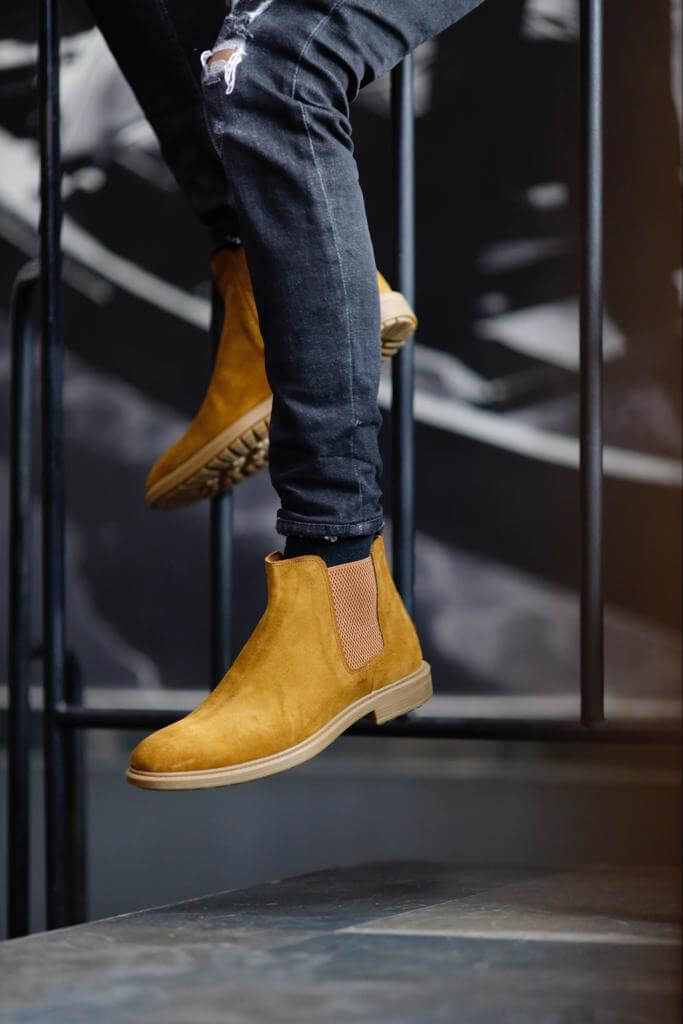 Mustard Suede Chelsea Boots – HolloMen - Main Image