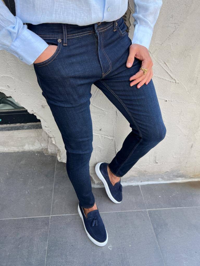 Summer Style with Navy Blue Slim Fit Jeans HolloMen