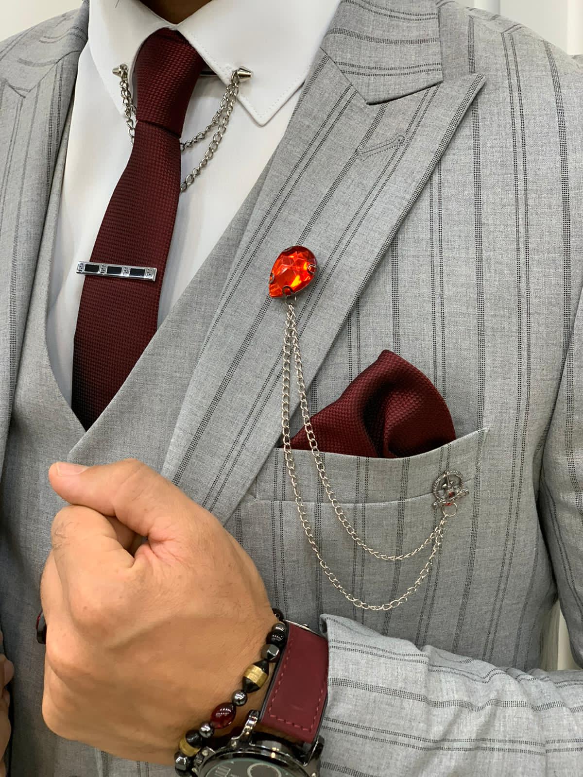 Nikko Striped Gray Suit - Hollo Men