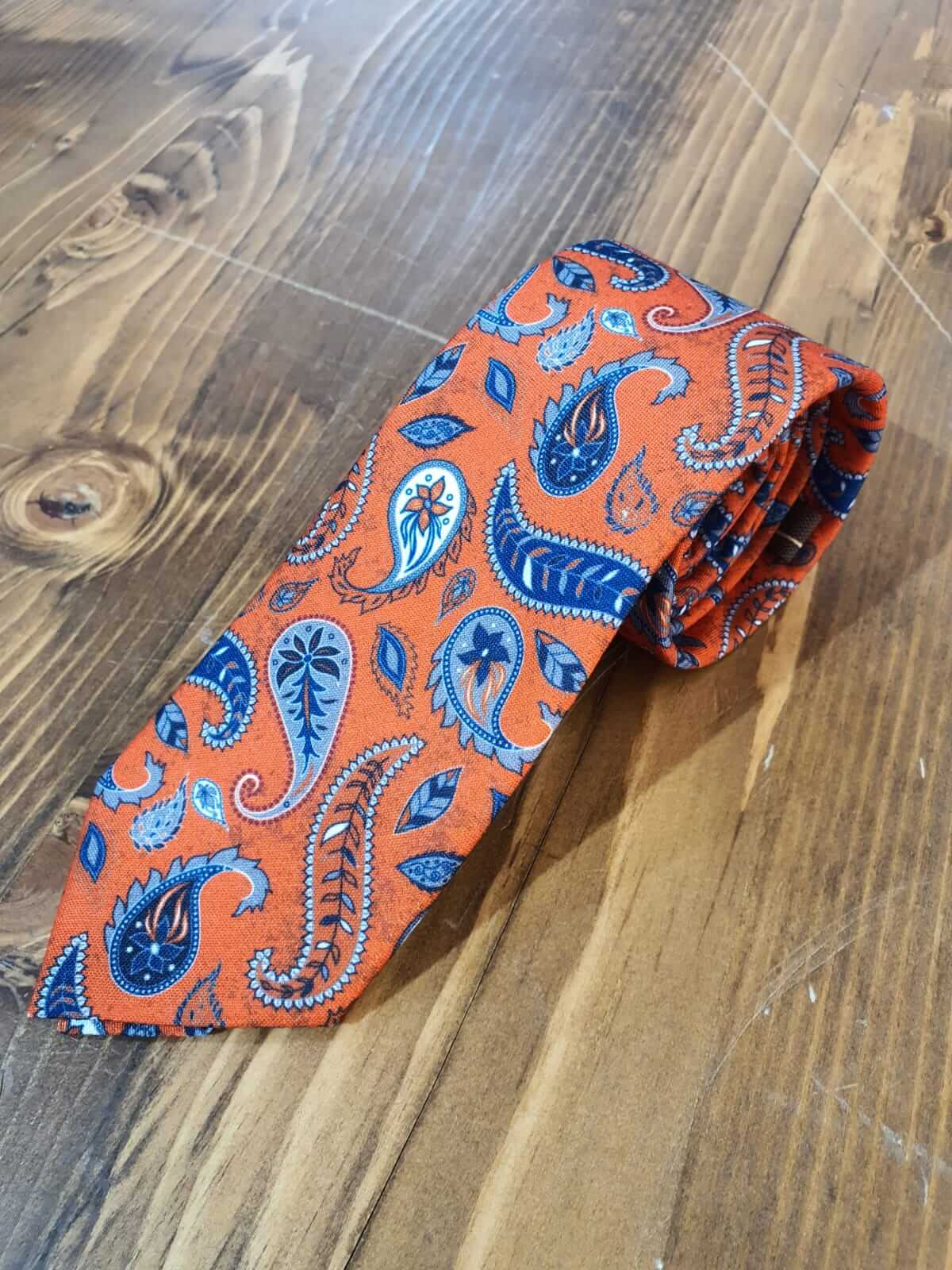 ORANGE TIE & POCKET SQUARE - Hollo Men