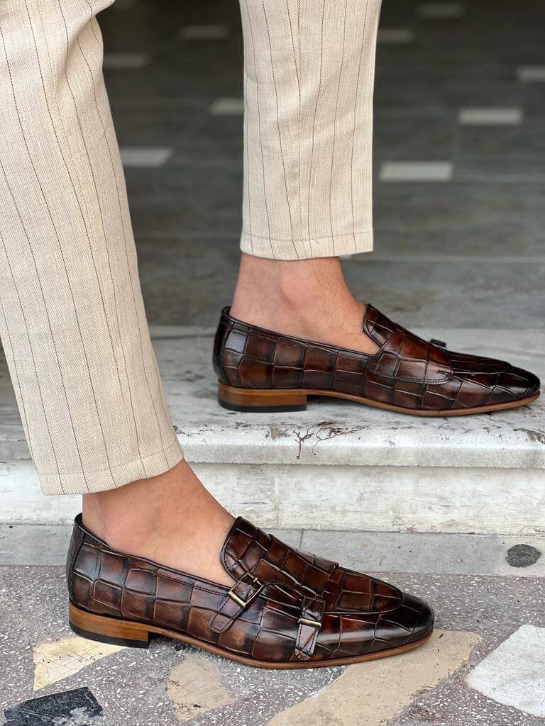 Patterned Brown Loafers