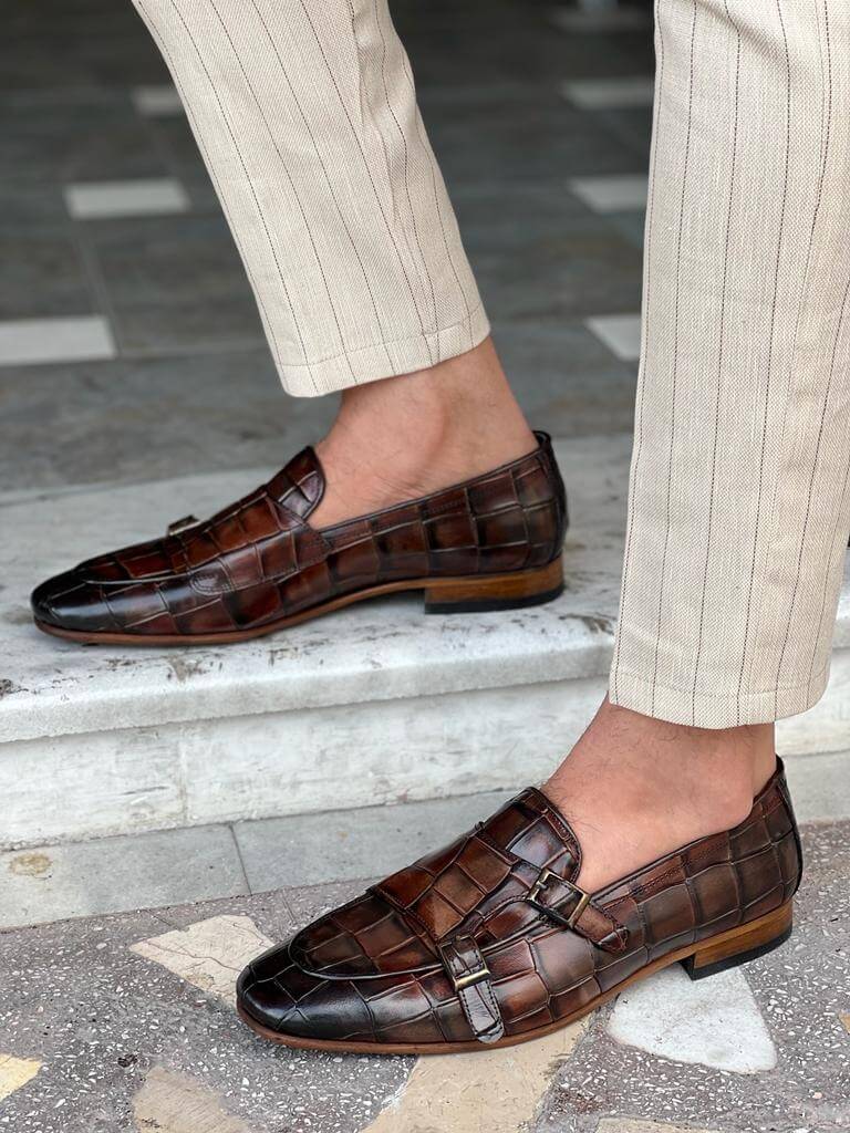 Patterned Brown Loafers