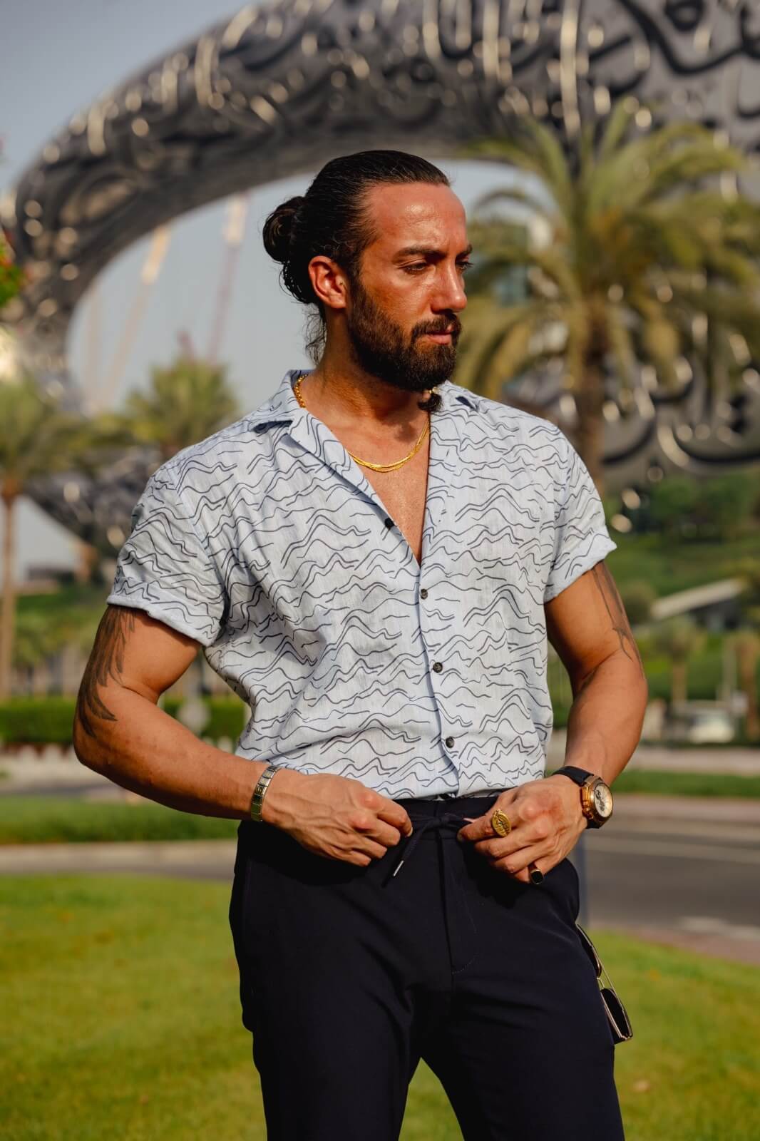 Unleash Your Sophistication with Our Navy Blue Patterned Shirt | HolloMen Unleash Your Sophistication with Our Navy Blue Patterned Shirt | HolloMen