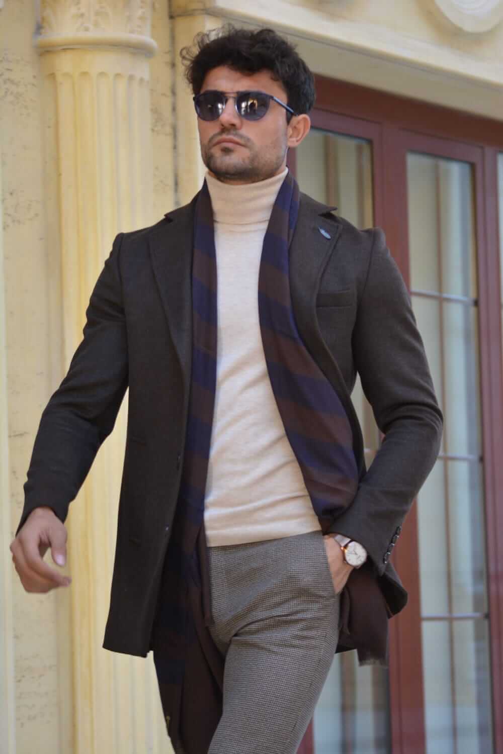 Brown Wool Coat for Men
