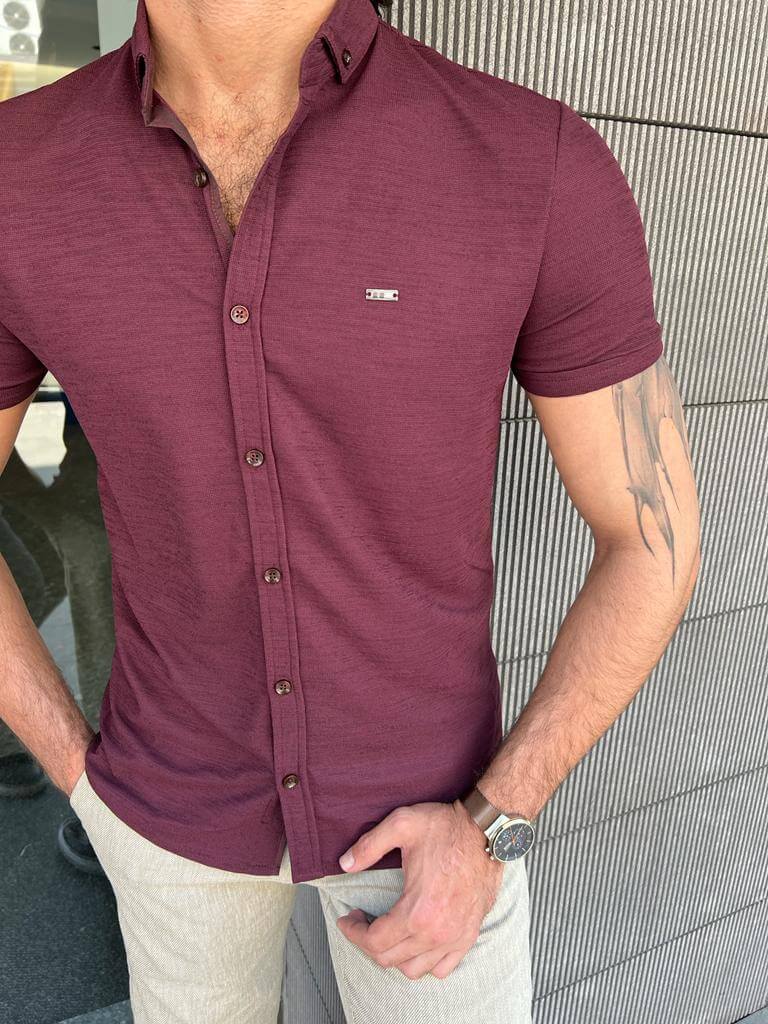 Short Sleeve Burgundy Shirt