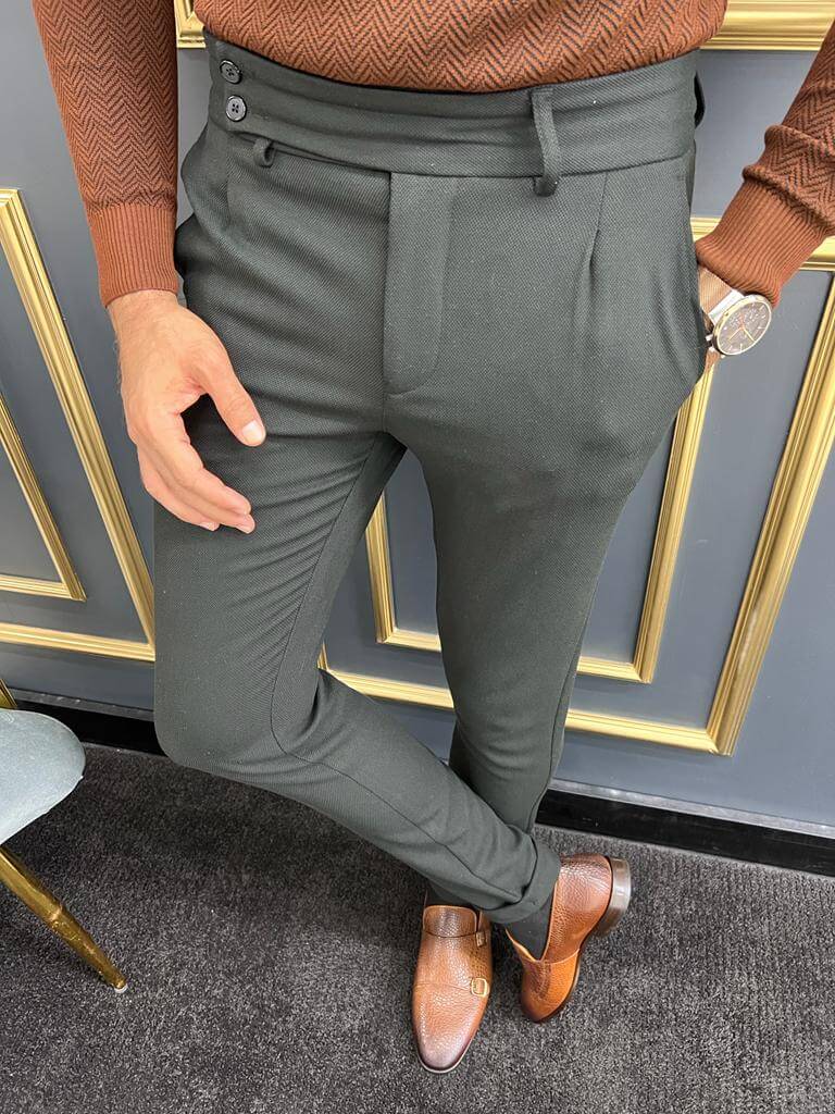 Slim Fit Gray Gurkha Trousers