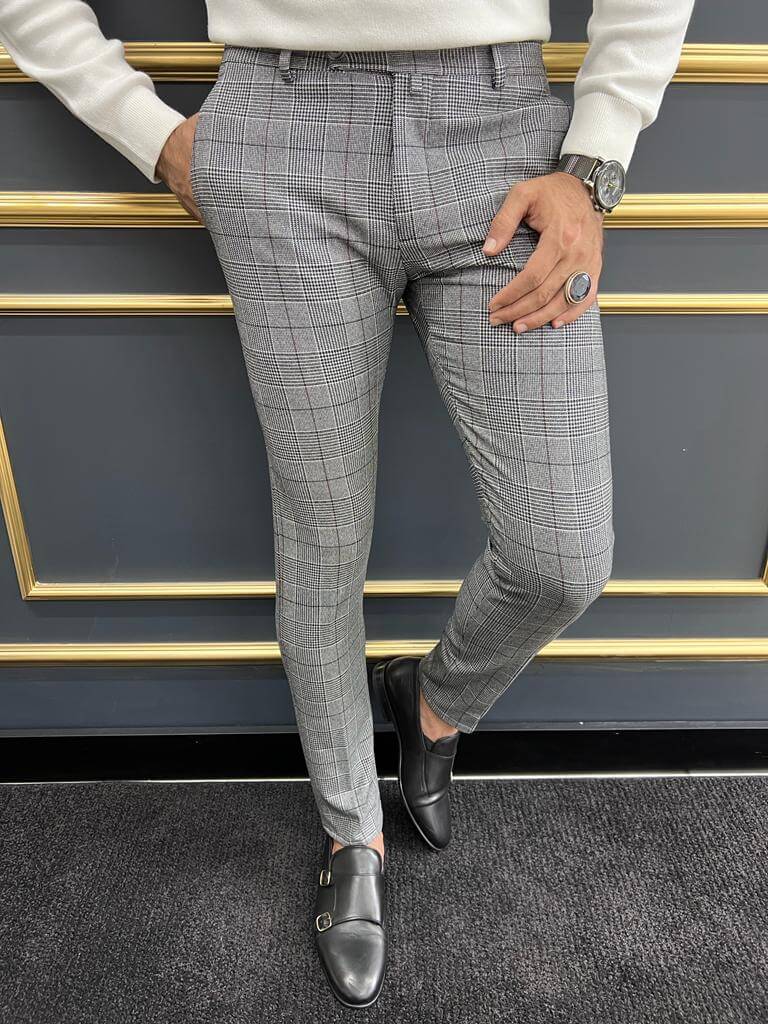 Slim Fit Striped Gray Trousers HolloMen Slim Fit Striped Gray Trousers HolloMen