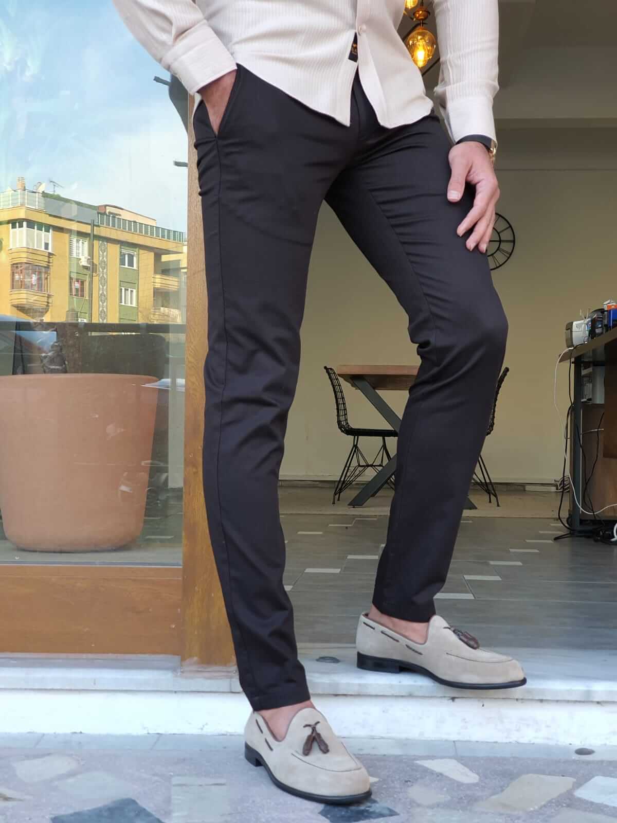 The SlimFit Black Cotton Men's Pants HolloMen The SlimFit Black Cotton Men's Pants HolloMen