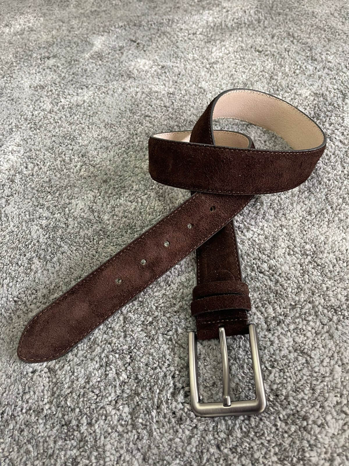 Steel Buckle Suede Brown Belt