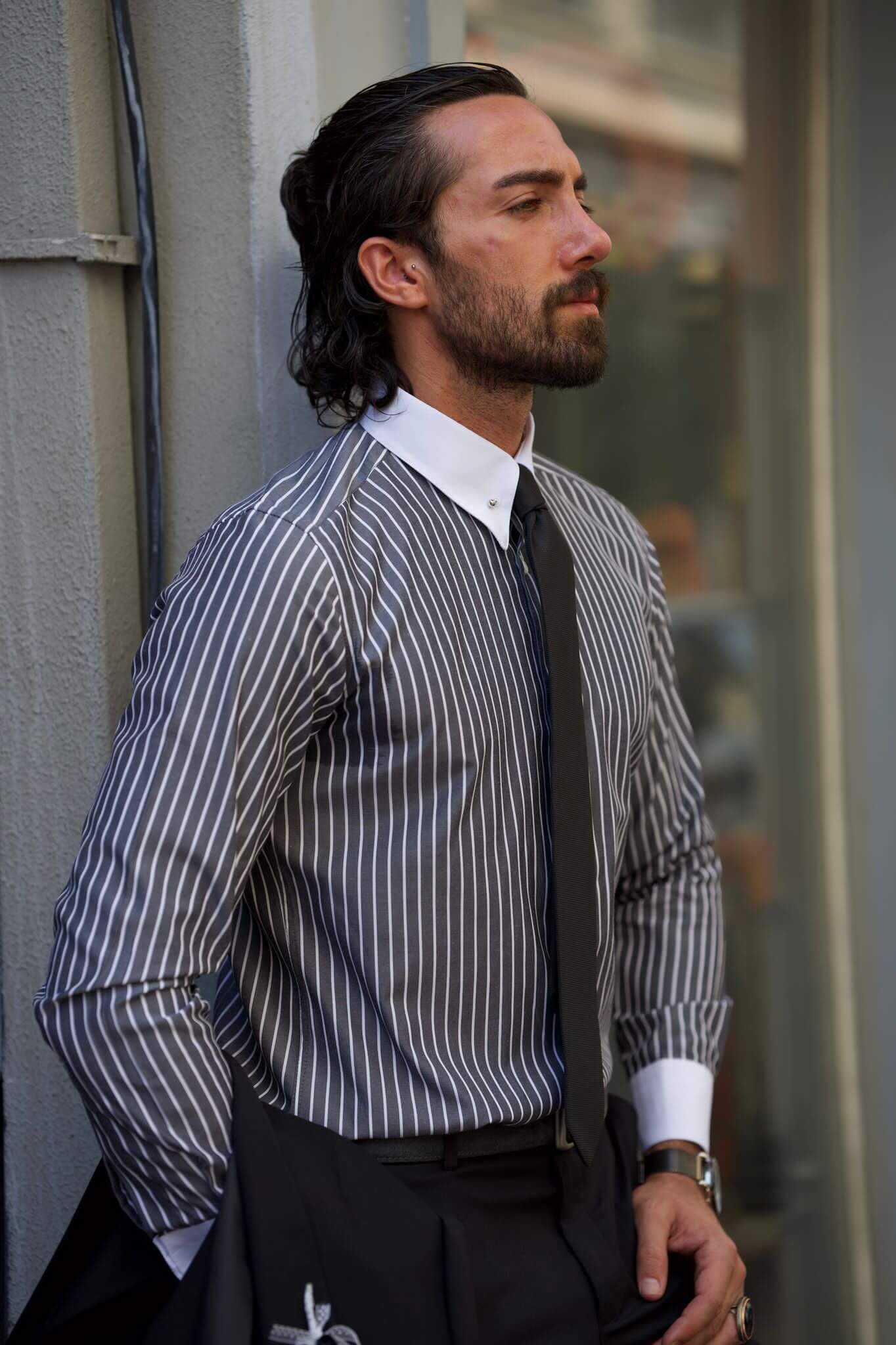 Striped Black Men's Shirt XL