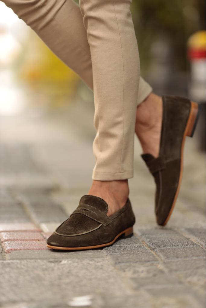 Suede Khaki Loafers