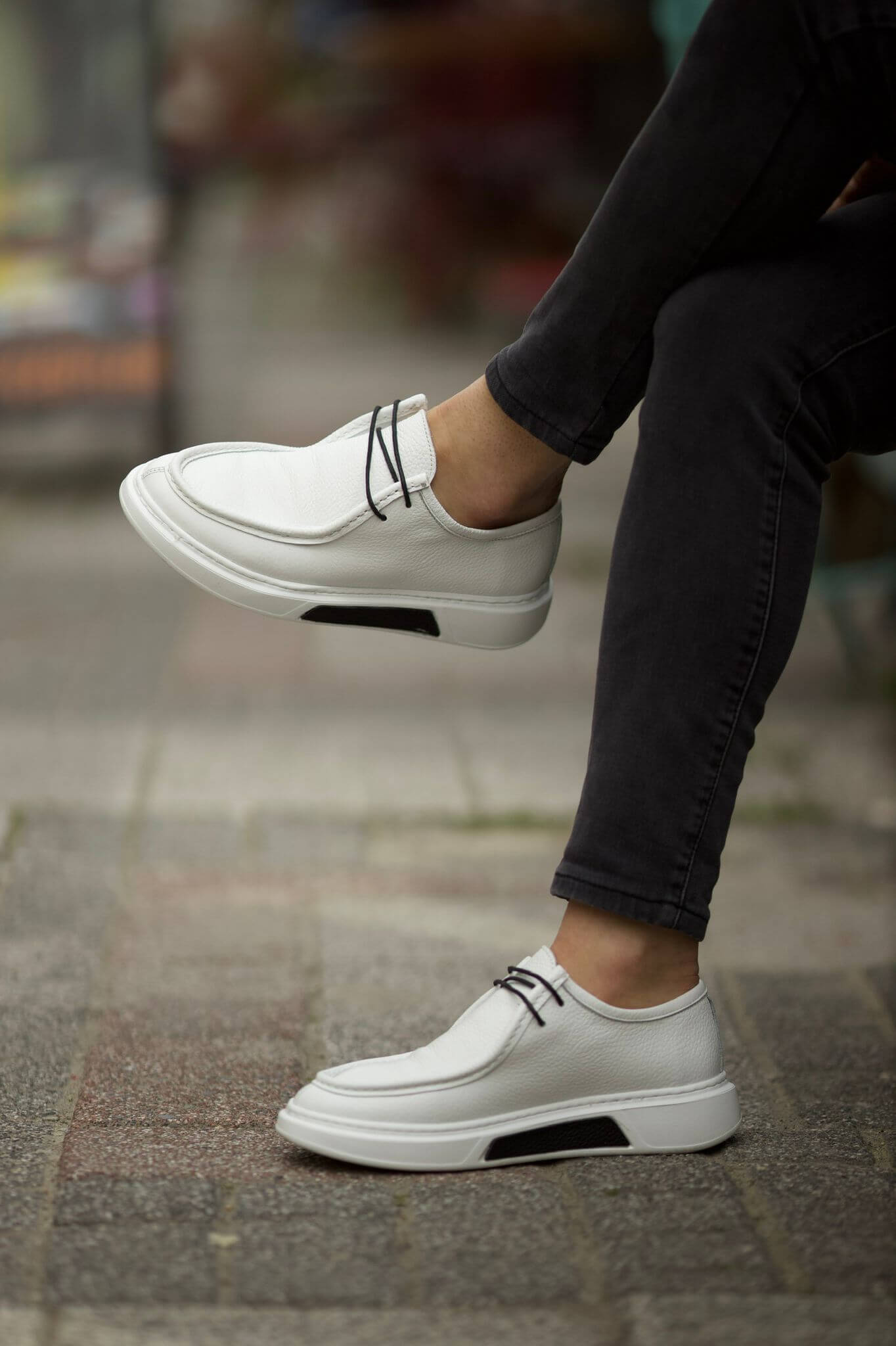 Oslo White Leather Derby Shoes – HolloMen Oslo White Leather Derby Shoes – HolloMen