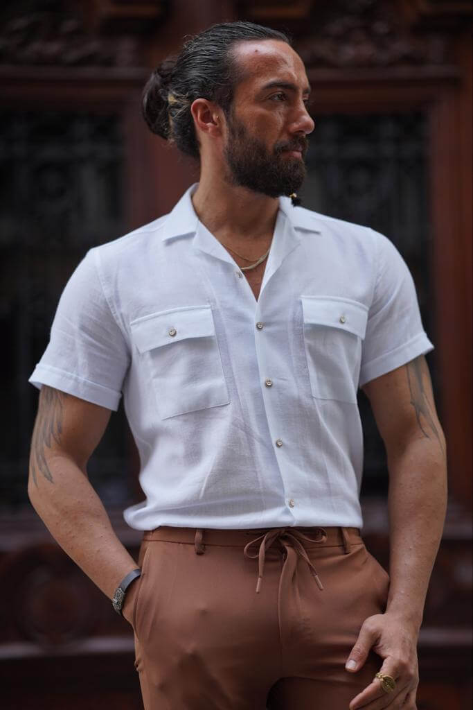 White Linen Shirt for Men | Slim Fit