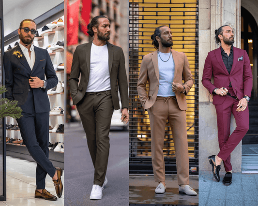 mens suits styled without a tie 