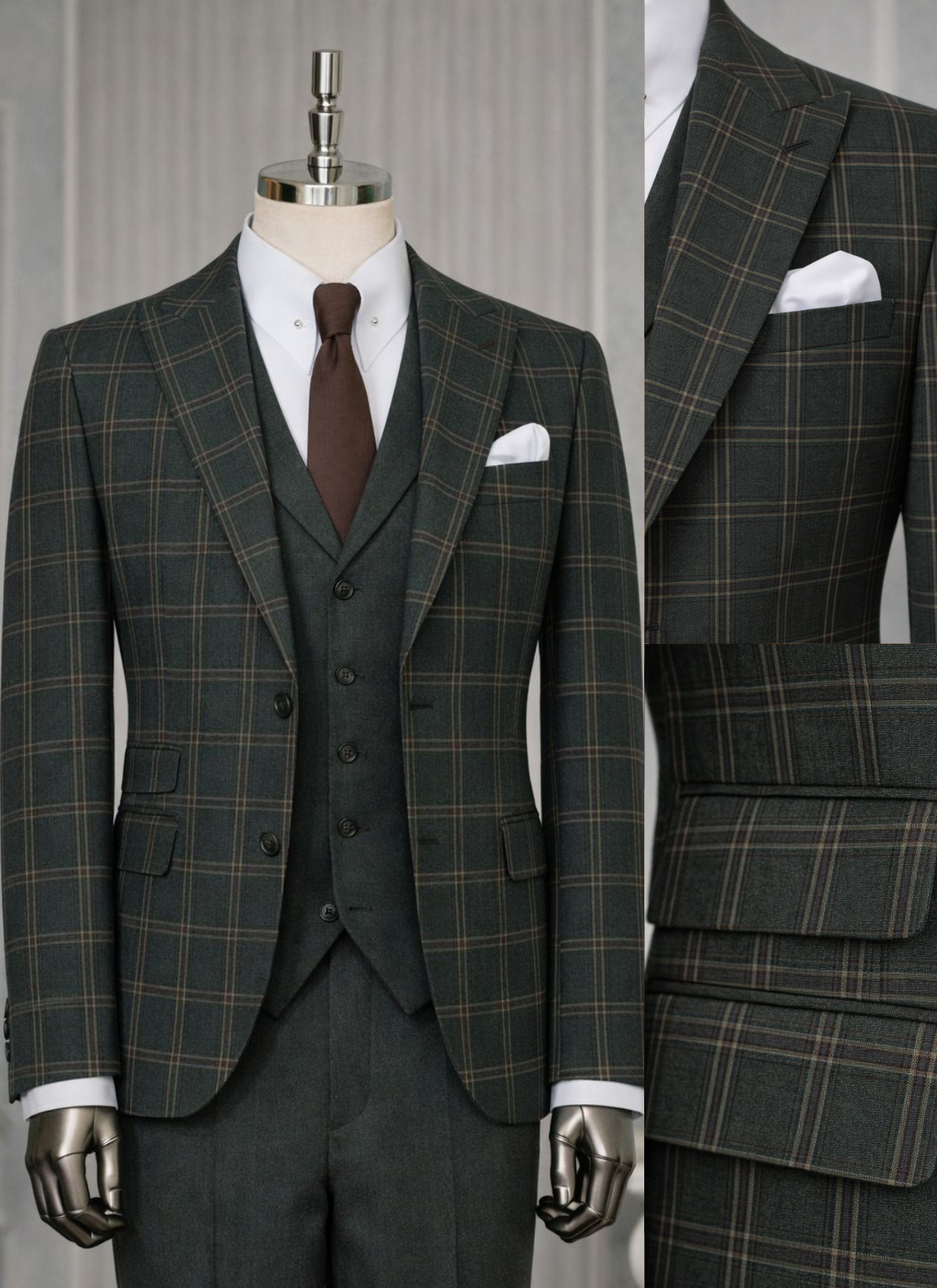 men's dark gray three piece business suit