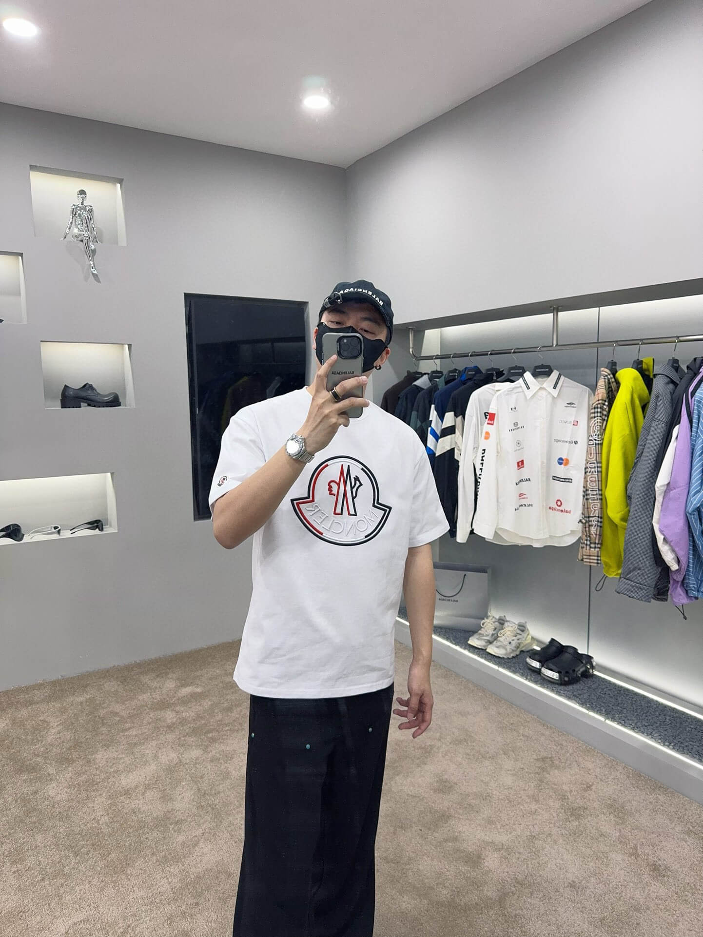 Moncler Shirt Logo Bordado Color Black