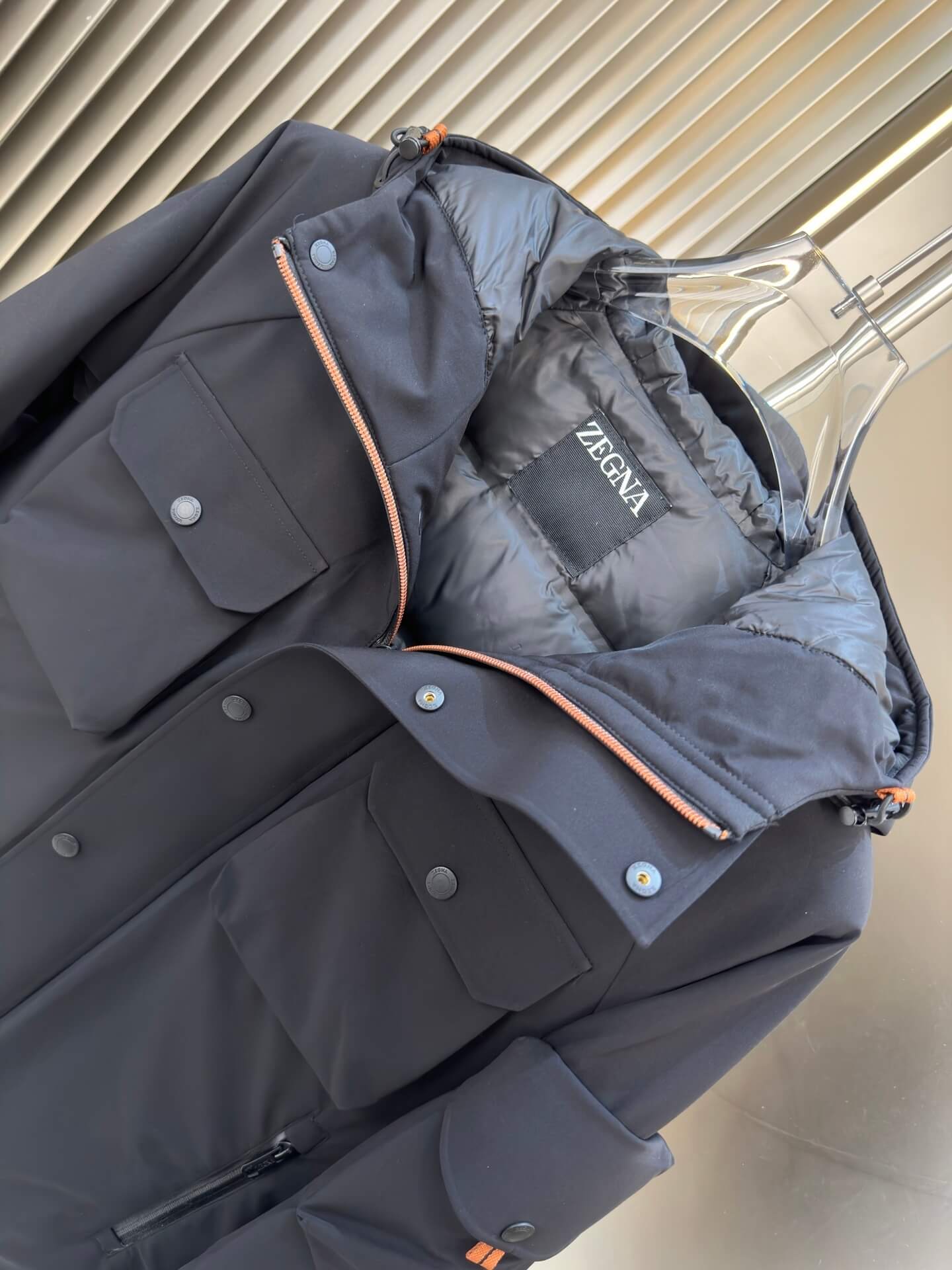 Zegna Men’s Hooded Down Jacket- Black
