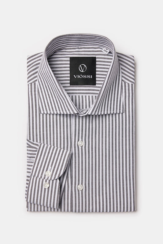 Black Striped Italian Spread Collar Shirt