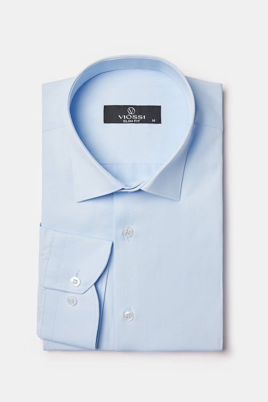 Sky-Blue Slim-Fit Shirt