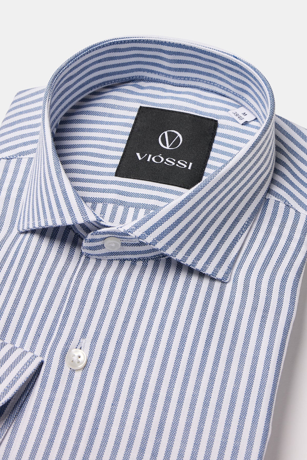 Blue Striped Spread Collar Shirt