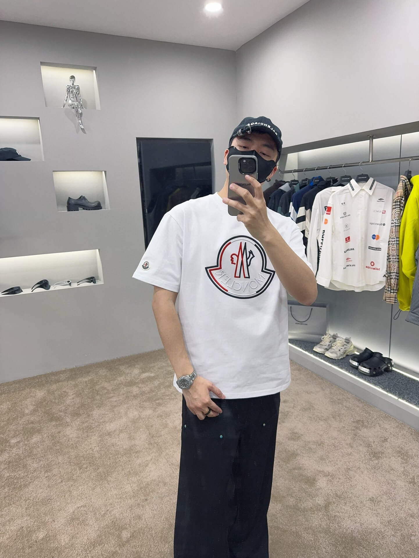 Moncler Shirt Logo Bordado Color Black