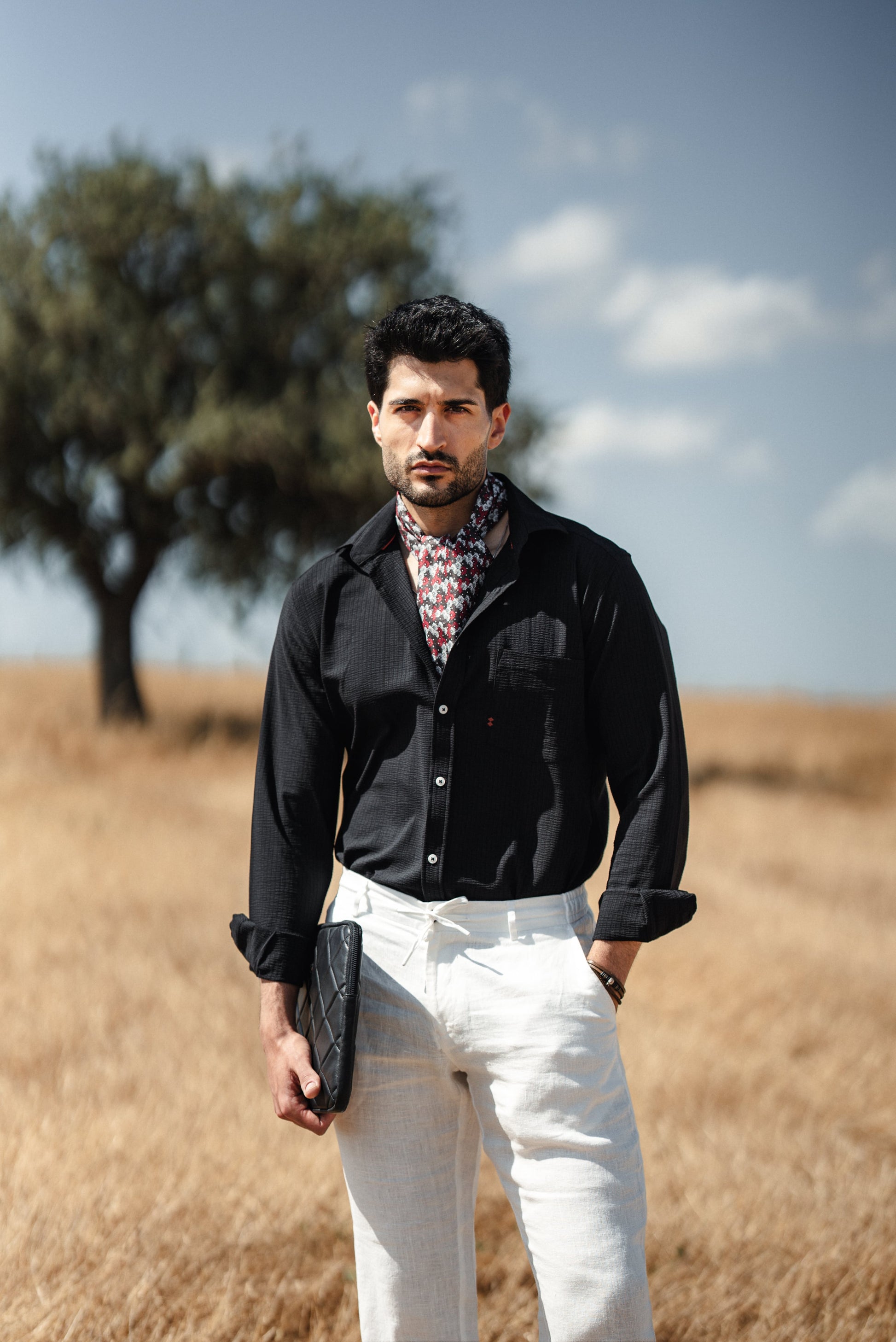 Mykonos Black Linen Button-Down Slim Fit Shirt HolloMen Mykonos Black Linen Button-Down Slim Fit Shirt HolloMen