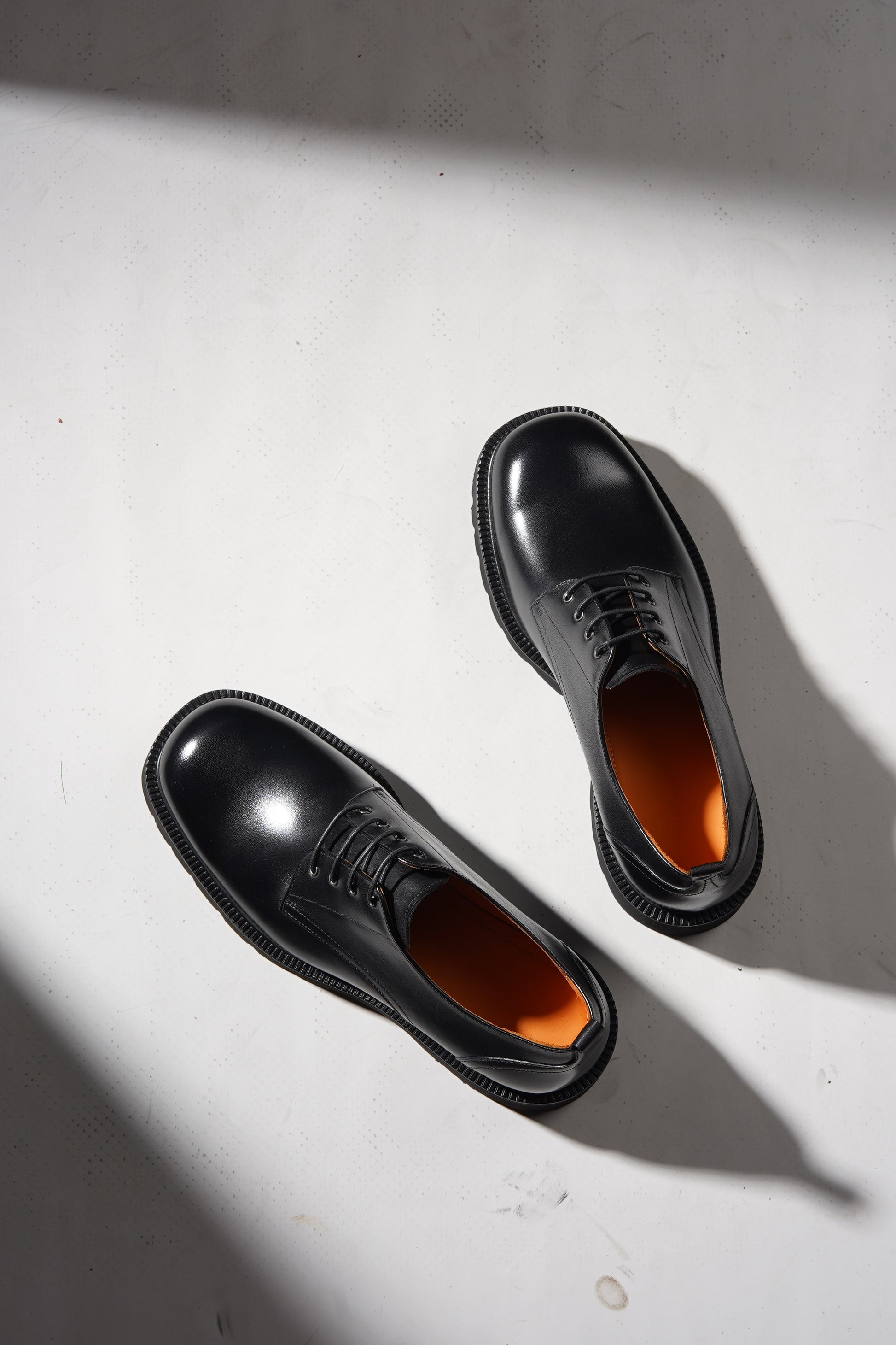 Men's Black Derby Chunky Sole Shoes. 40