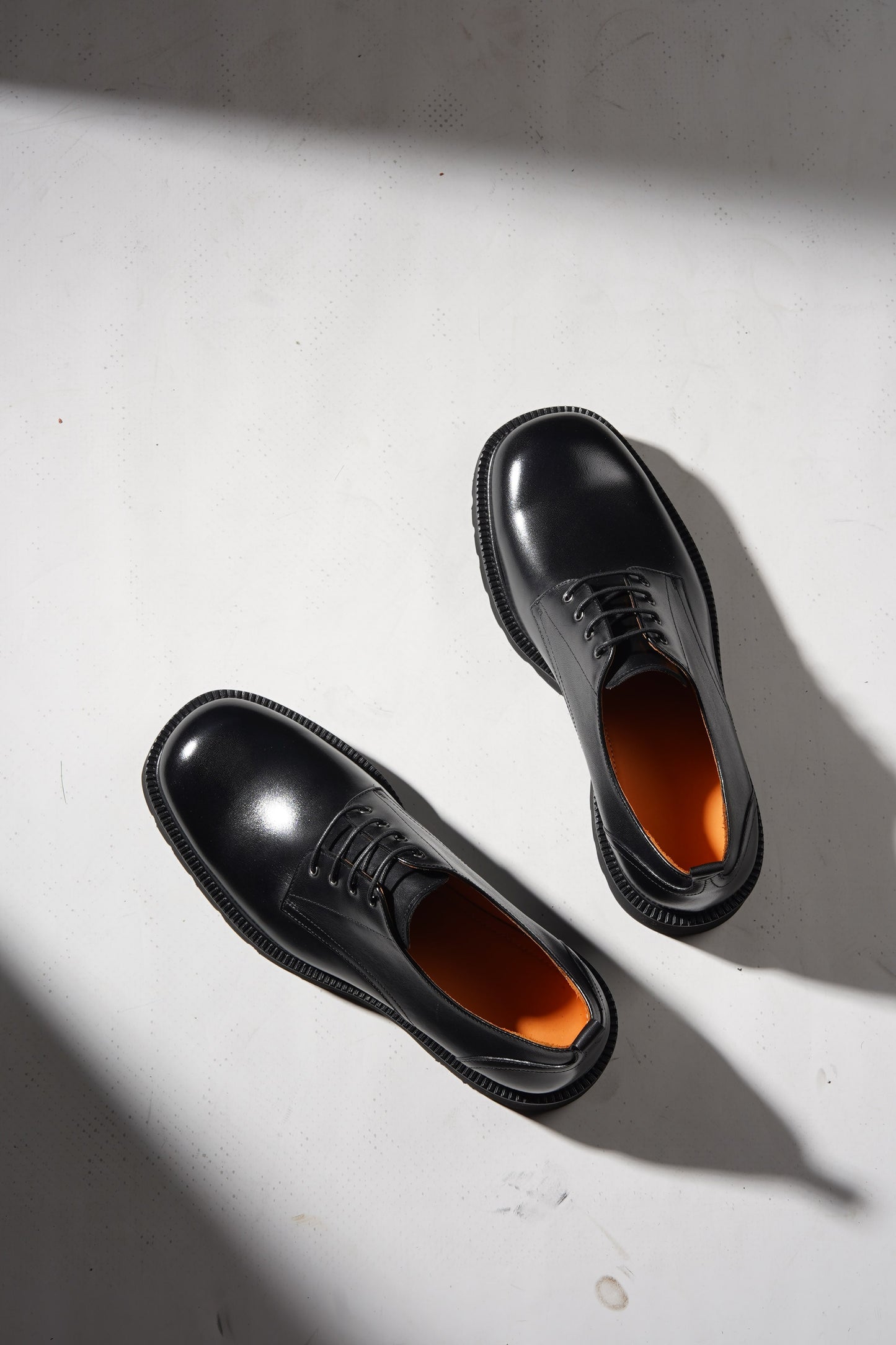Pair of Black Derby Chunky Sole Shoes with rugged EVA soles, styled for formal and casual wear