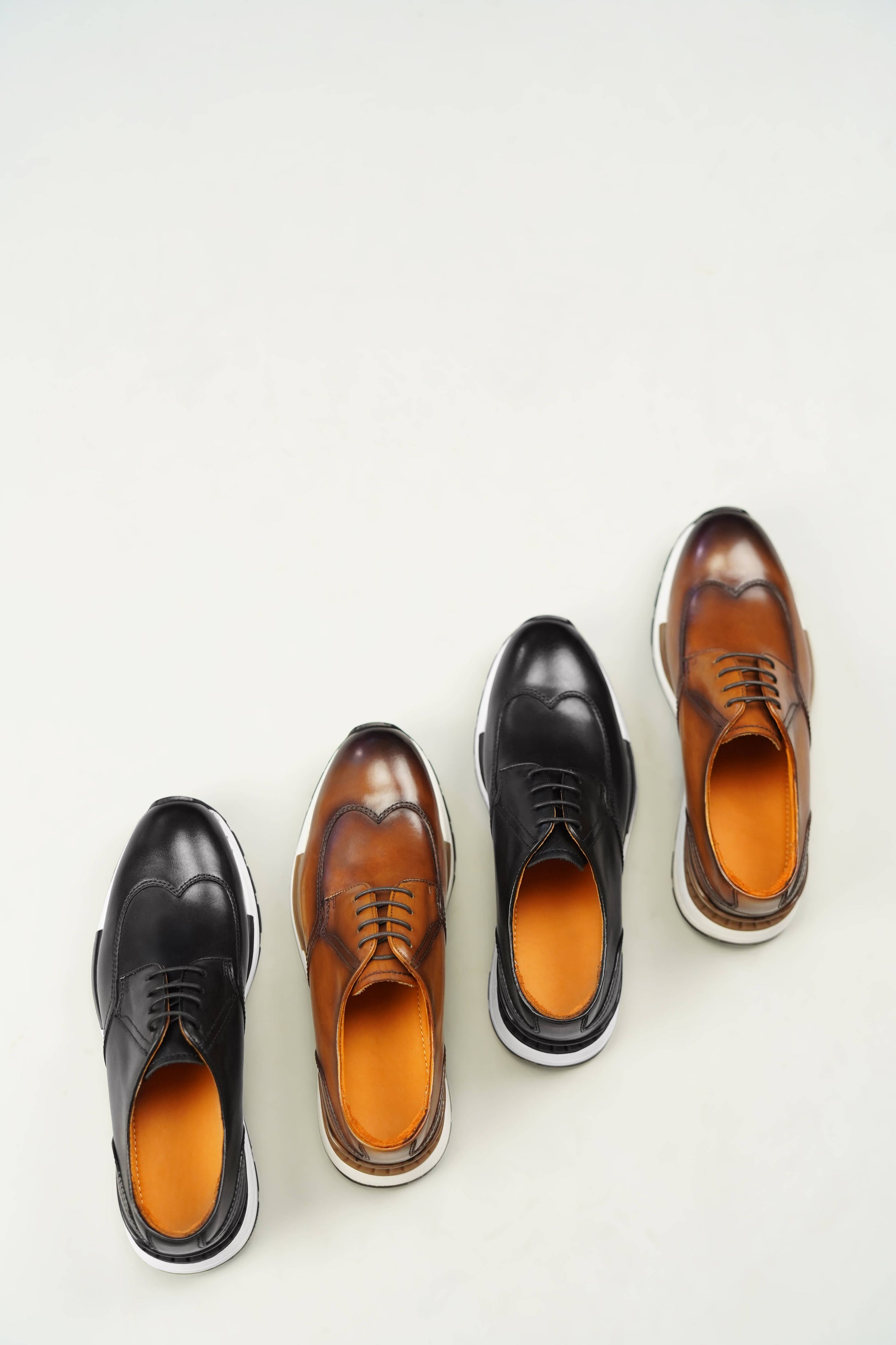 Men’s black leather derby sneakers with white sole – smart casual shoes