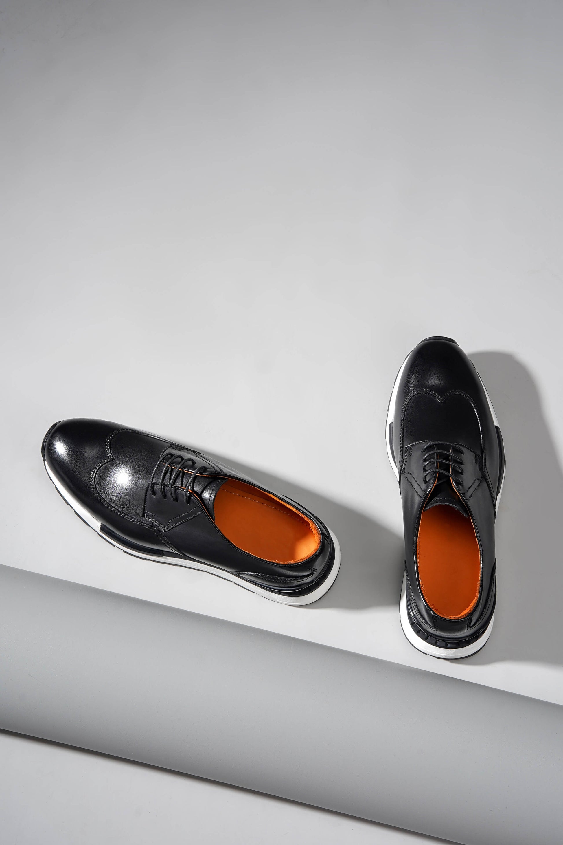 Men’s black leather derby sneakers with white sole – smart casual shoes