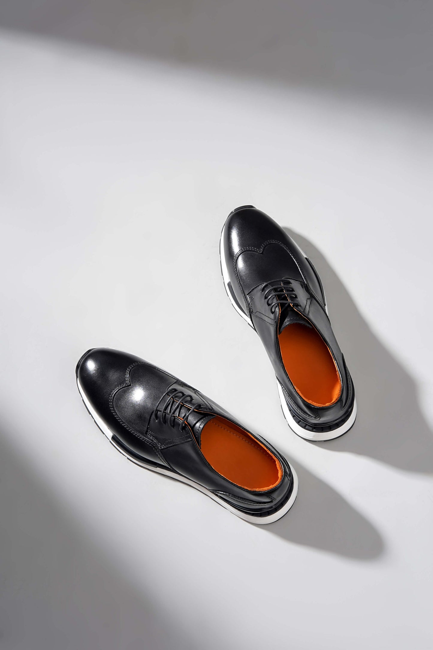 Men’s black leather derby sneakers with white sole – smart casual shoes