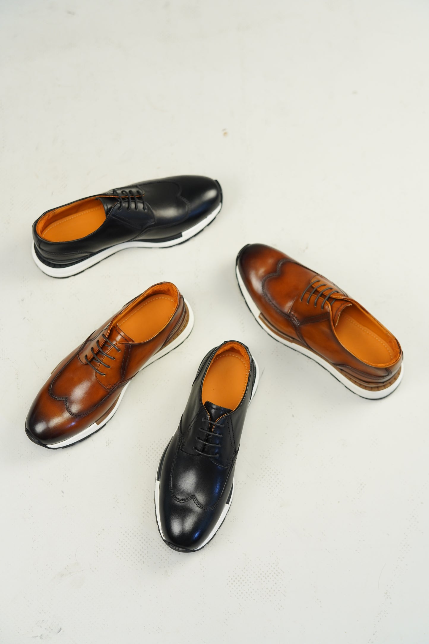 Men’s black leather derby sneakers with white sole – smart casual shoes