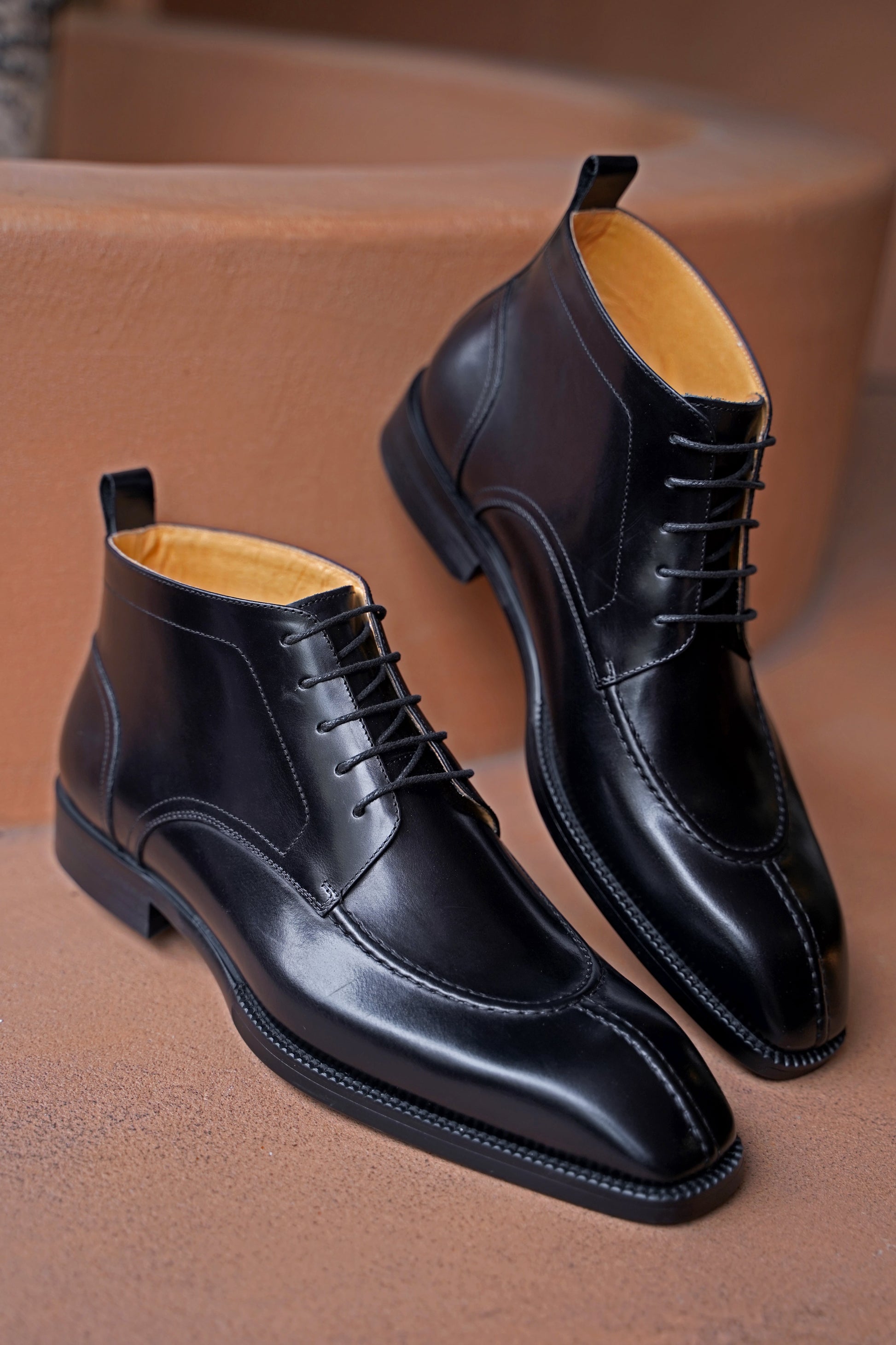 Midnight Noir Lace-Up Boots Sleek Men's Black Leather Boots HolloMen Midnight Noir Lace-Up Boots Sleek Men's Black Leather Boots HolloMen