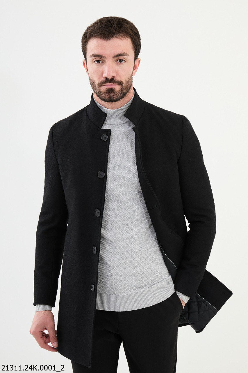mens dress winter coat Mens Grey Peak Lapel Casual Long Coat