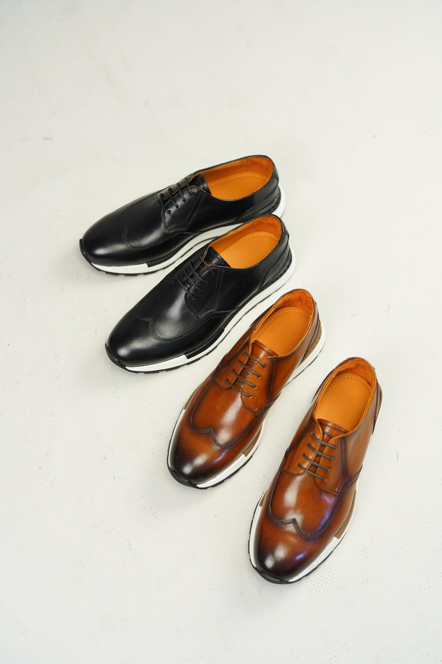 Handmade smart casual leather sneakers brown – HolloMen men’s shoes