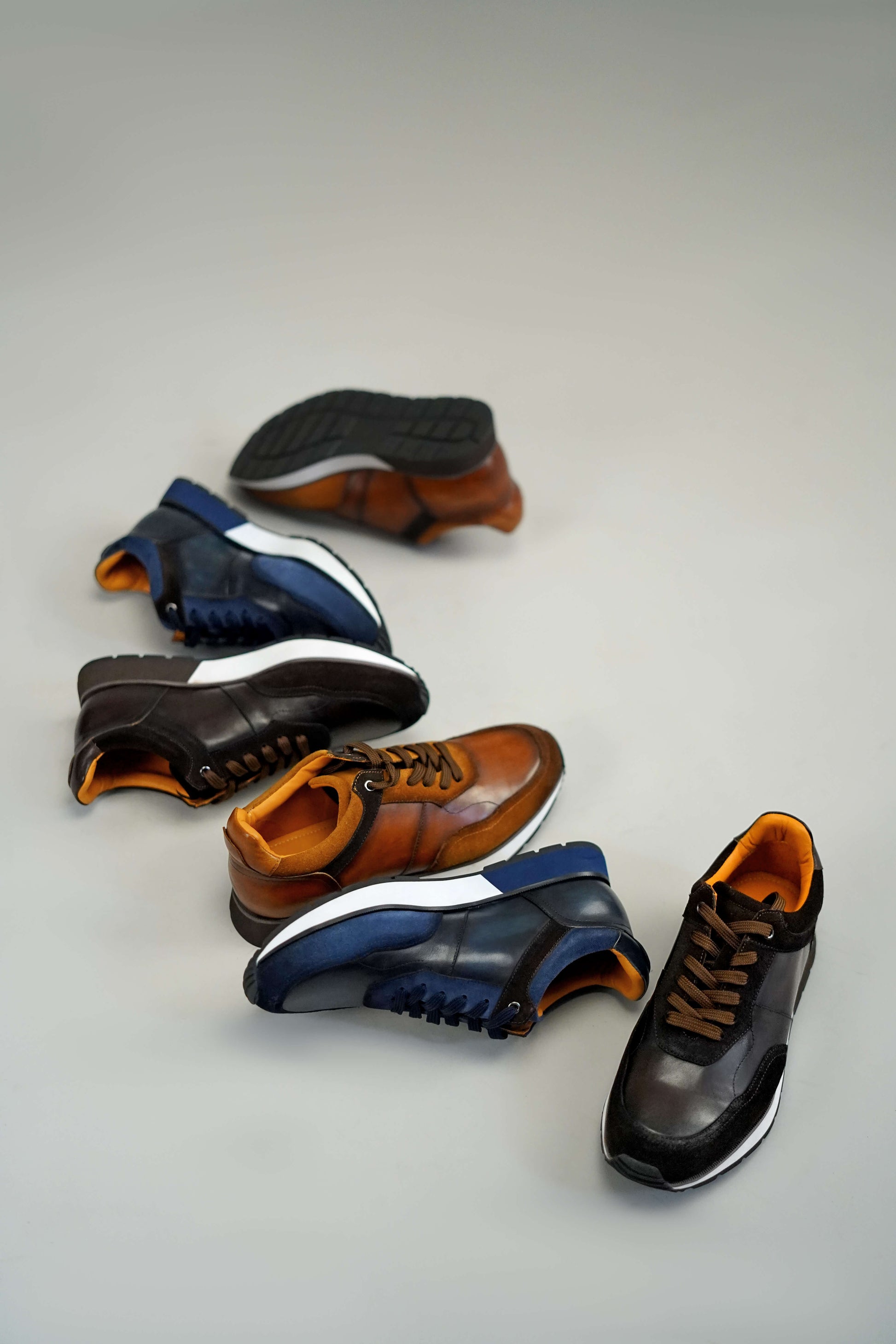 Brown luxury leather sneakers for men – casual premium cow leather shoes