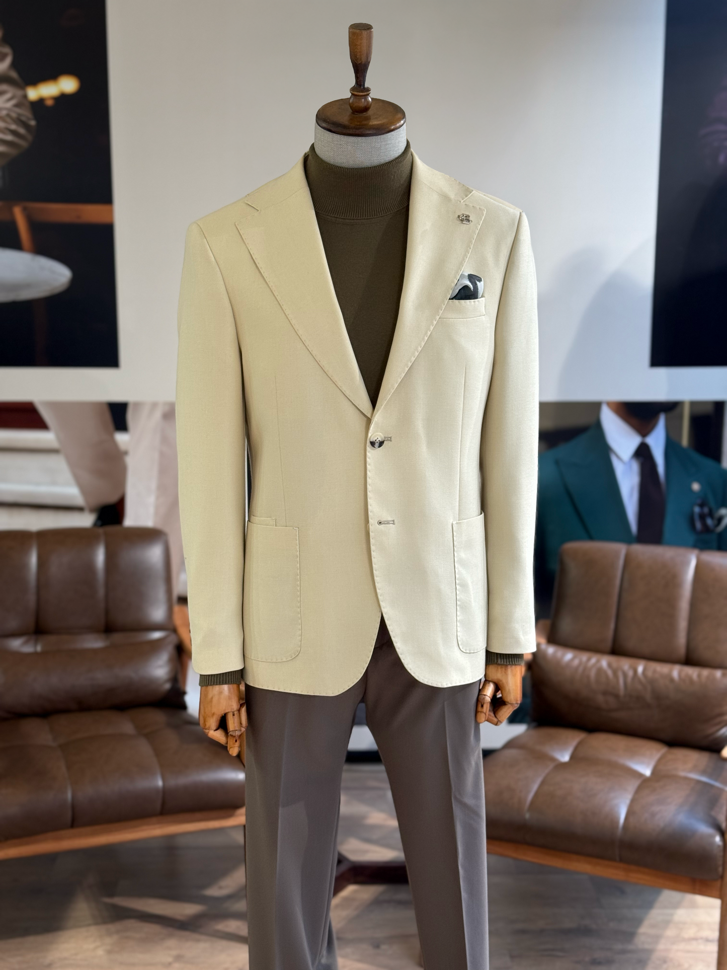 Beige Single Breasted Blazer