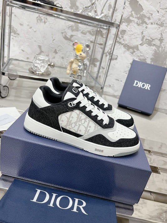 Christian Dior B27 Low-top Denim Black White Oblique Leather