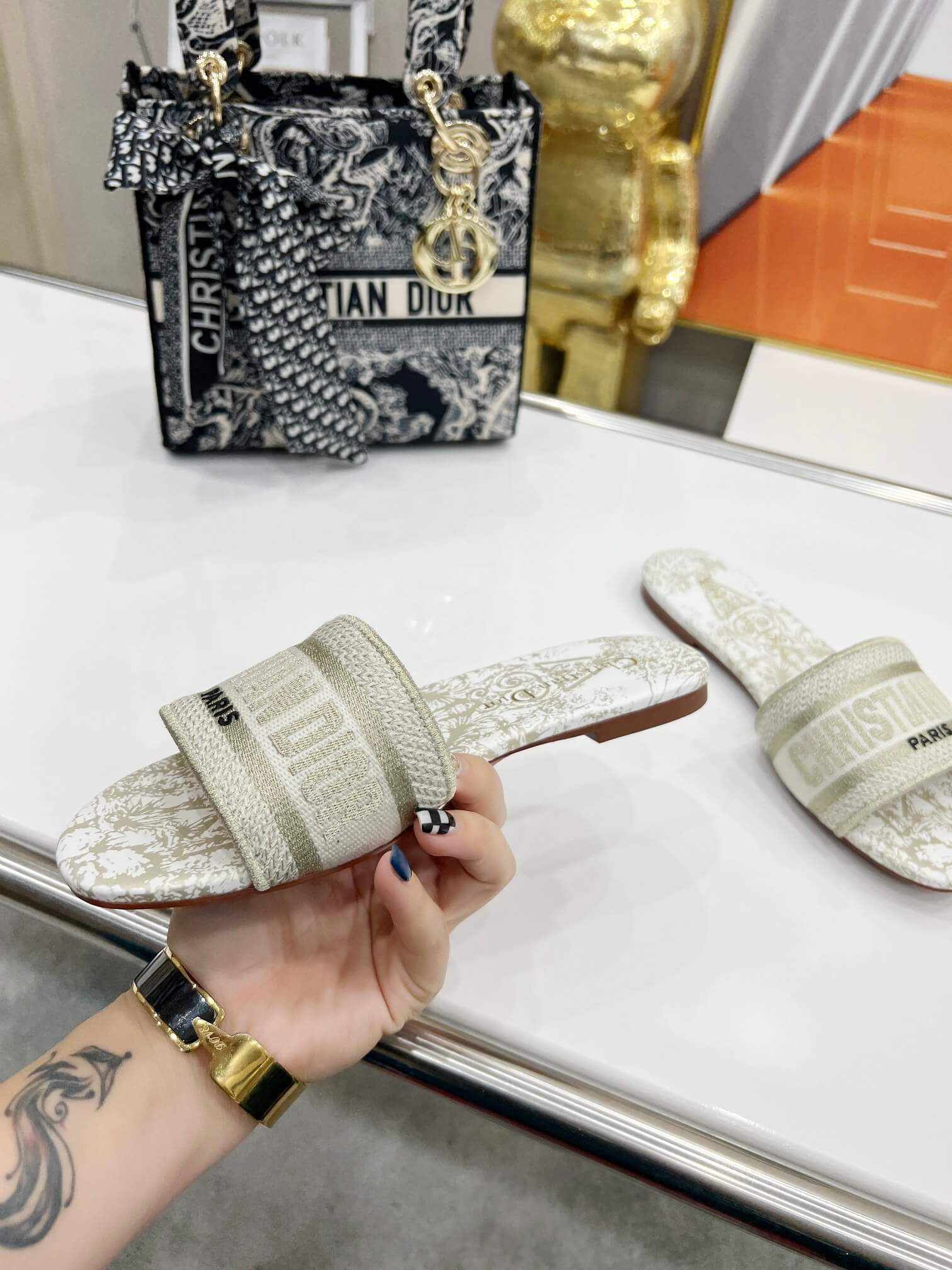 Christian Dior Bandana Dway Slides Off-White – HolloMen