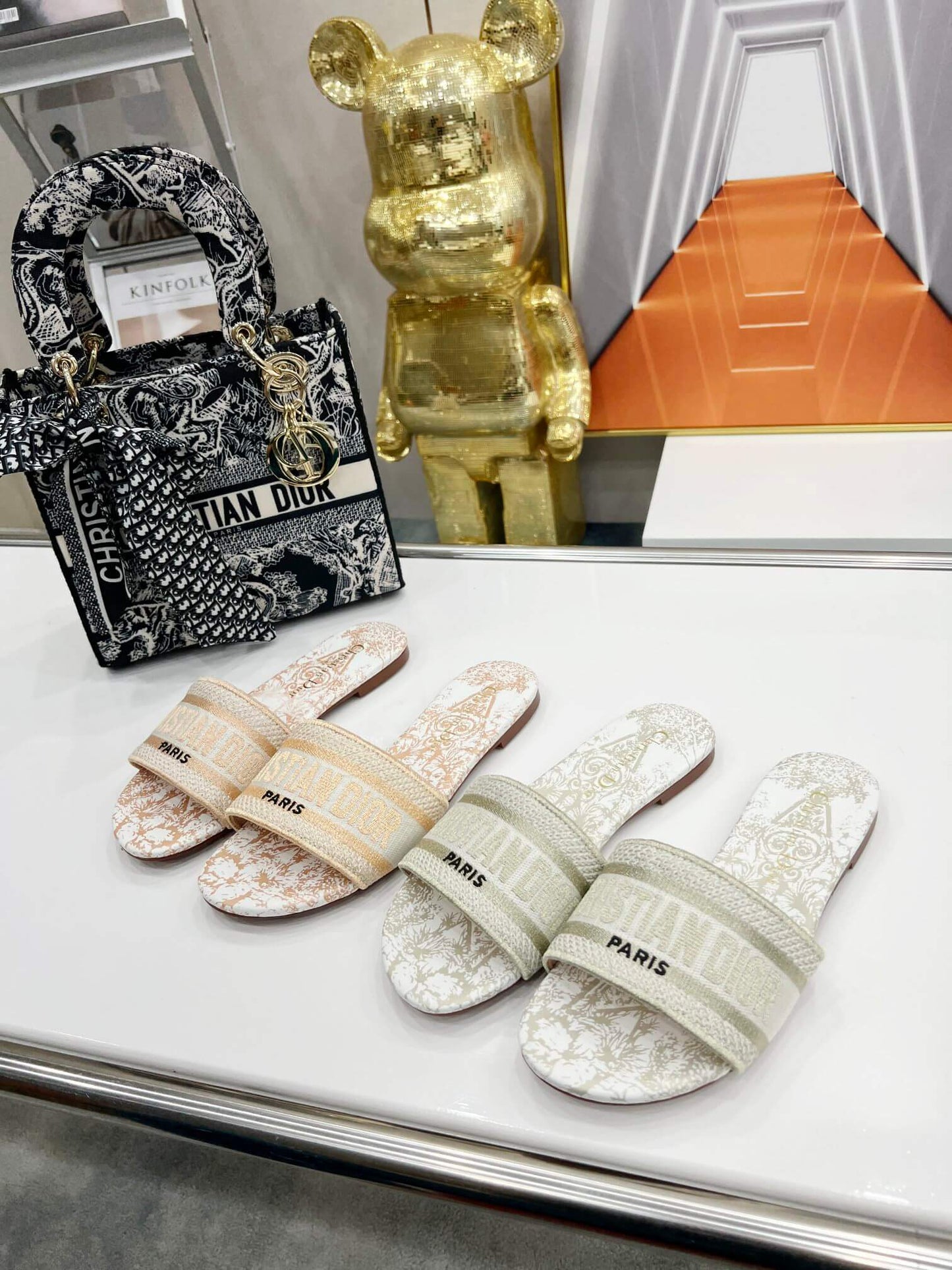 Christian Dior Bandana Dway Slippers Off White