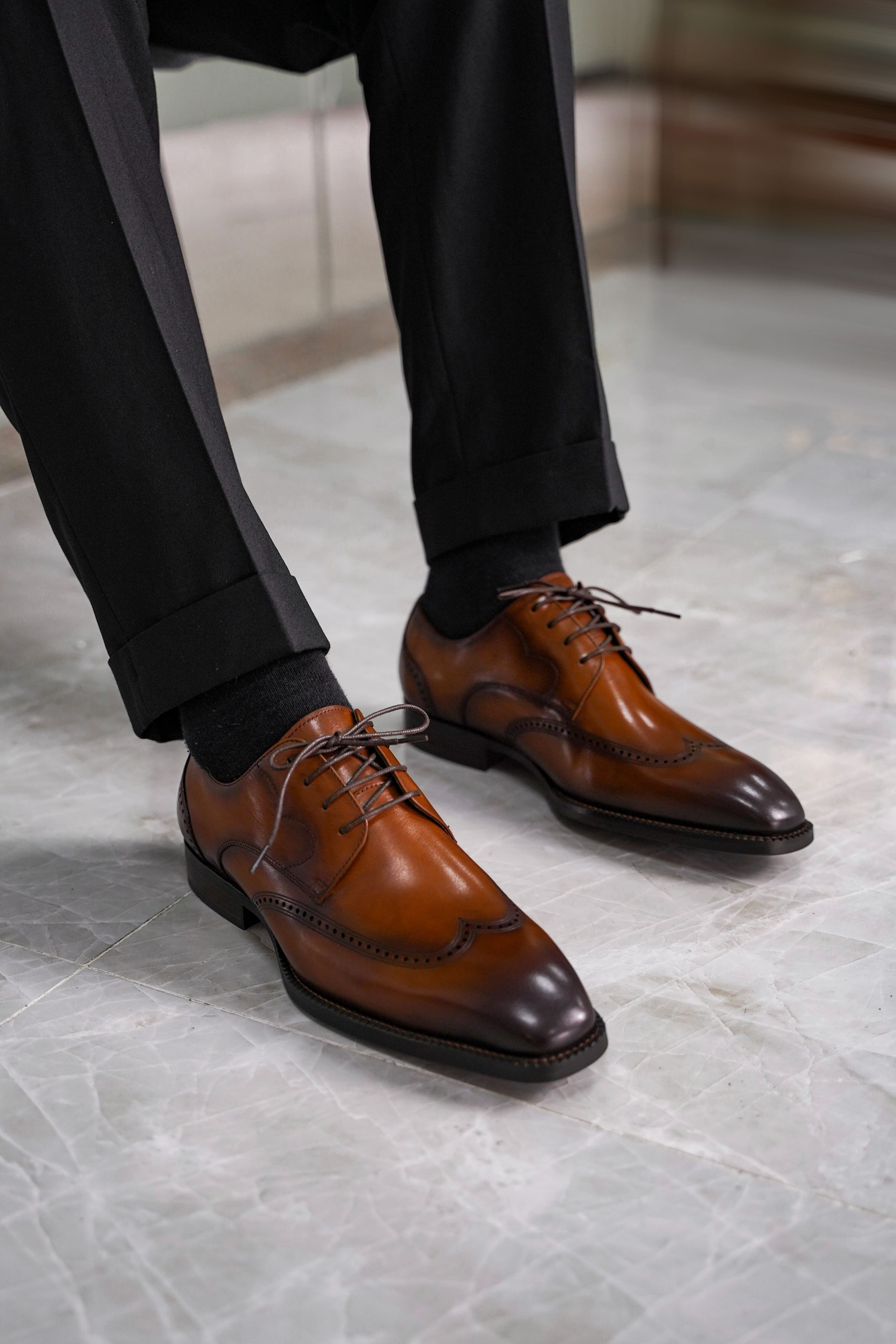 mens brown leather dress shoes TAFT Noah Shoe, Brown 7.5 main image 1