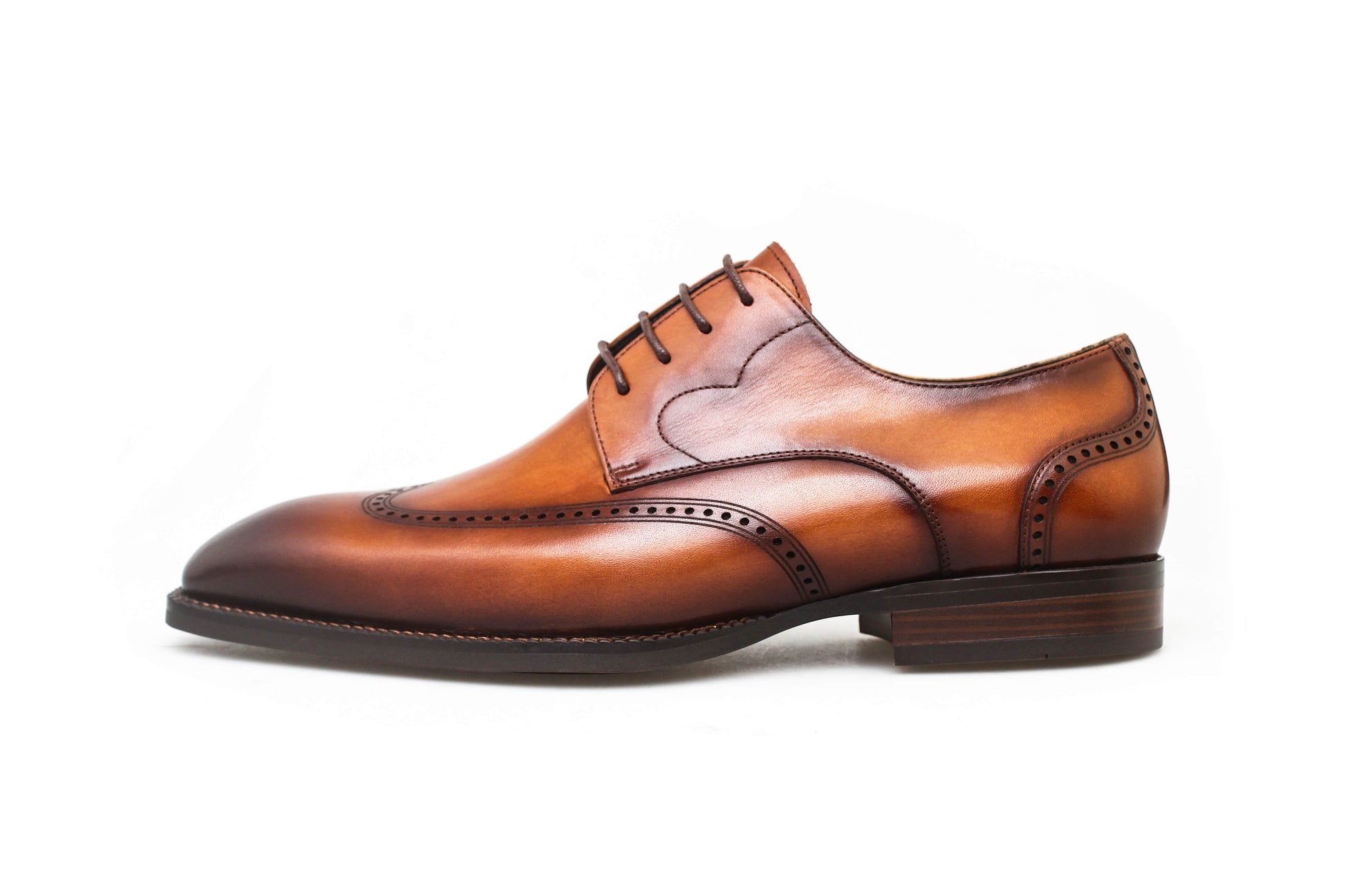 Cognac Classic Brogue Derby Premium Men's Leather Dress Shoes. HolloMen Cognac Classic Brogue Derby Premium Men's Leather Dress Shoes. HolloMen