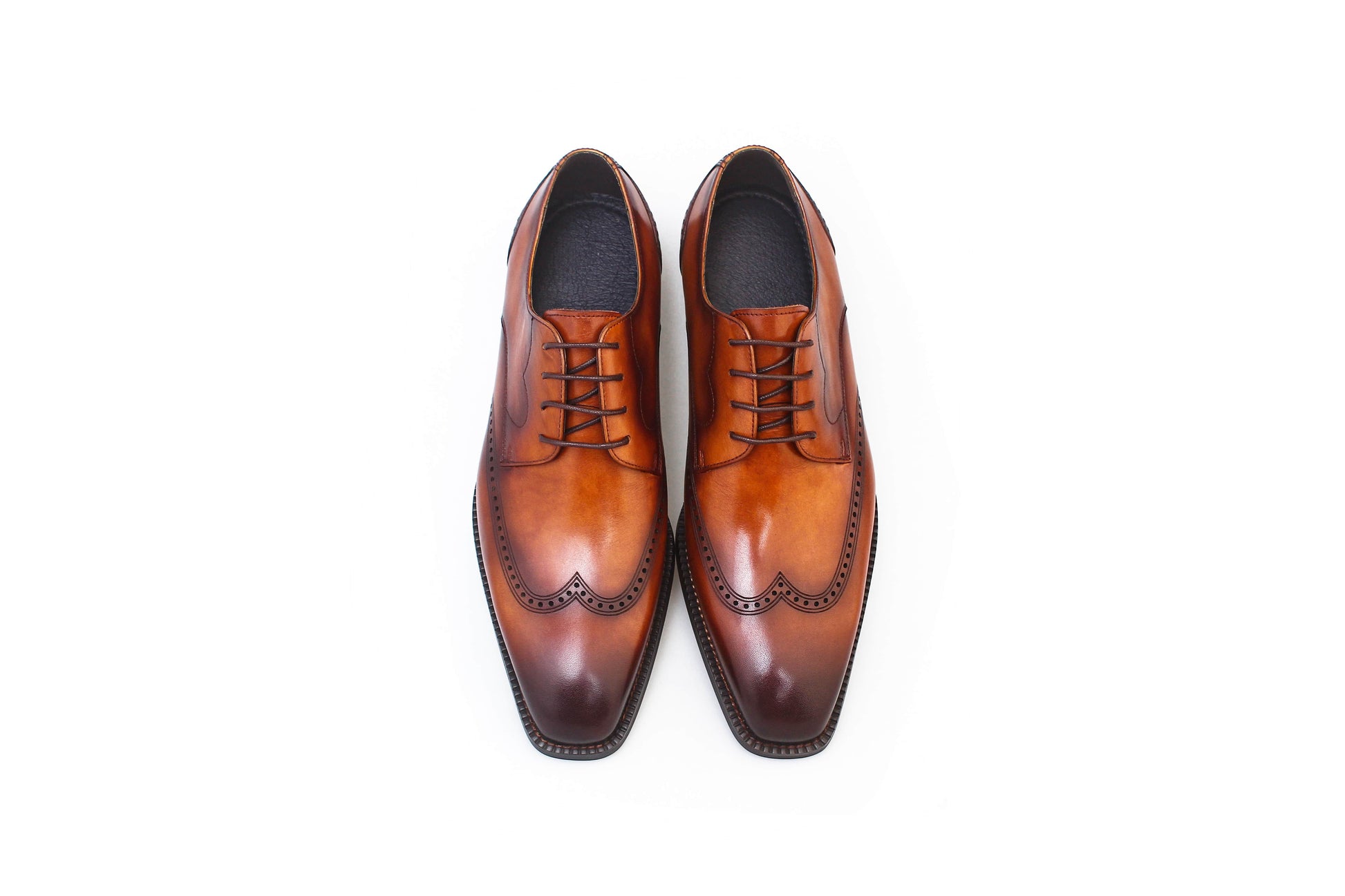 Cognac Classic Brogue Derby Premium Men's Leather Dress Shoes. HolloMen Cognac Classic Brogue Derby Premium Men's Leather Dress Shoes. HolloMen
