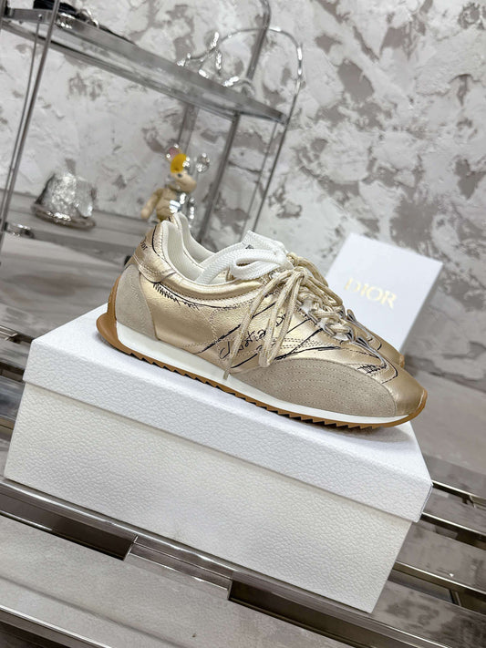 D-Sketch Sneaker Gold Nylon and Calfskin