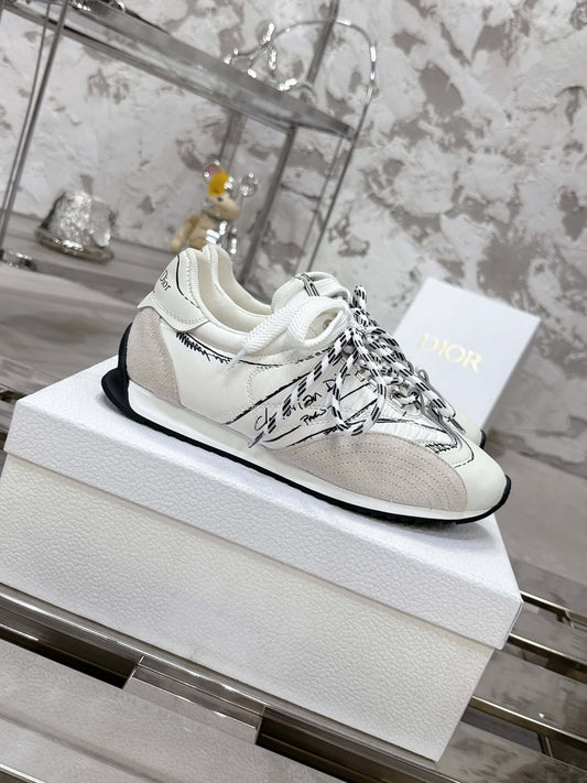 D-Sketch Sneaker White Nylon and Calfskin