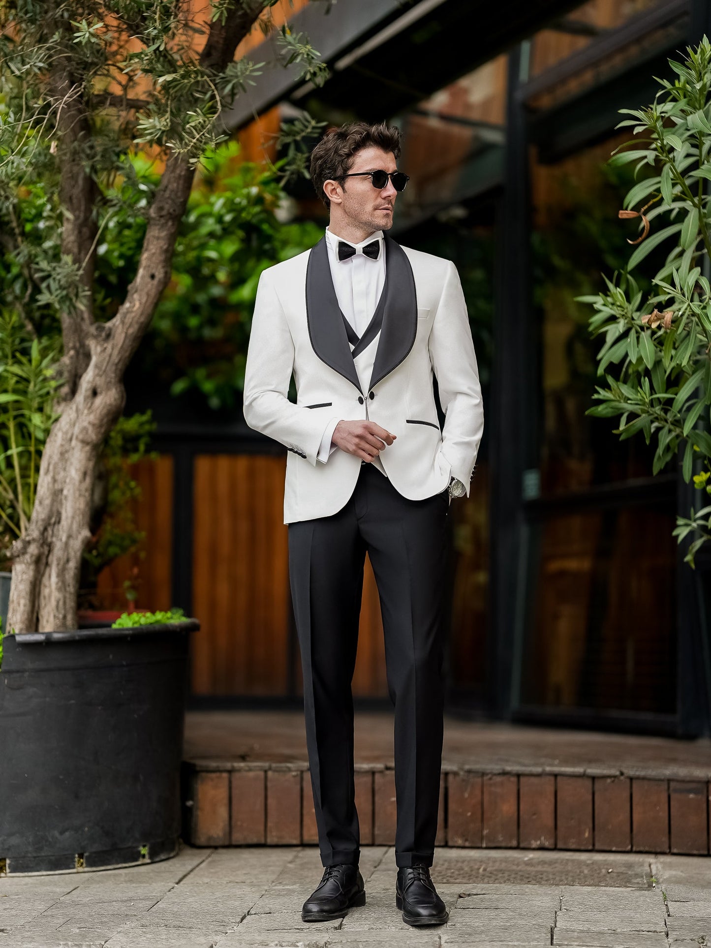 Vit Slim-Fit Smoking 3-Delad