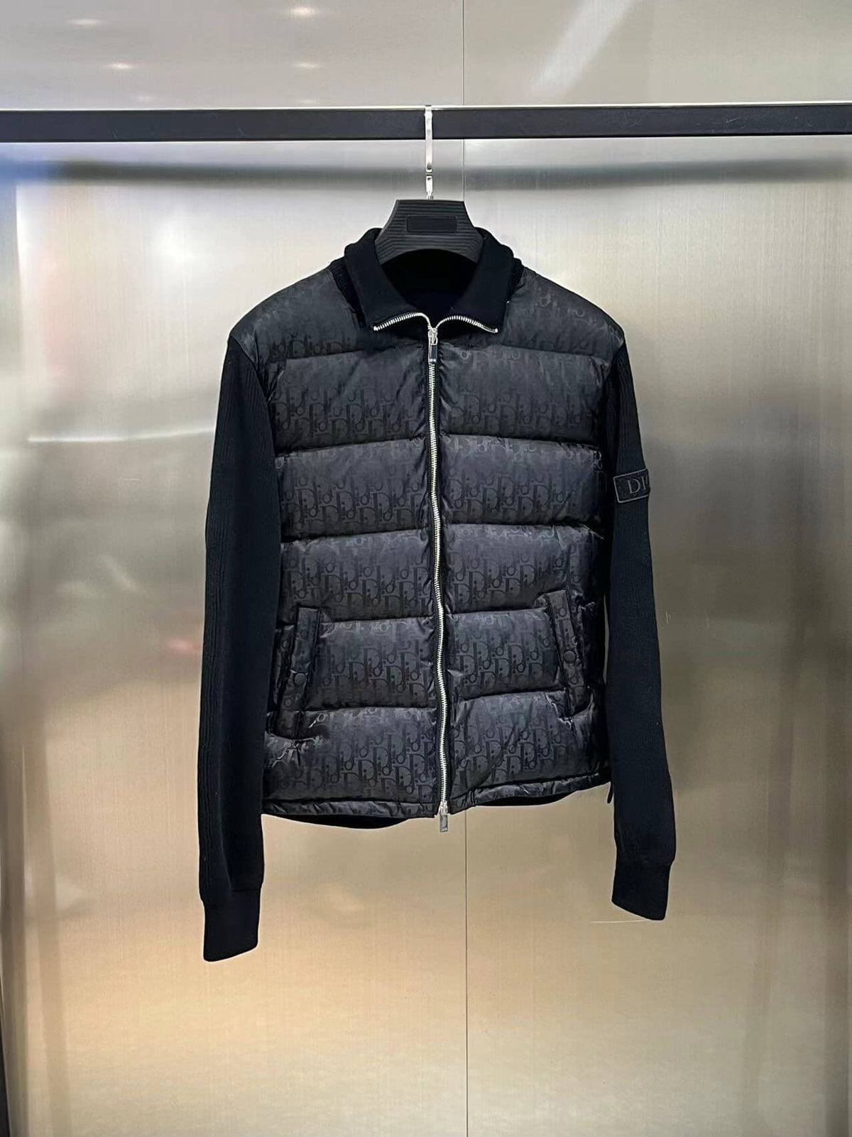 Dior Oblique Bi-Material Down Jacket – Black Technical Jacquard